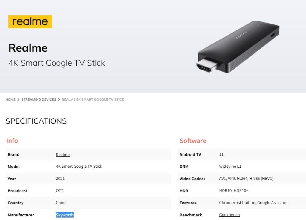 Realme 4K Smart Google TV Stick